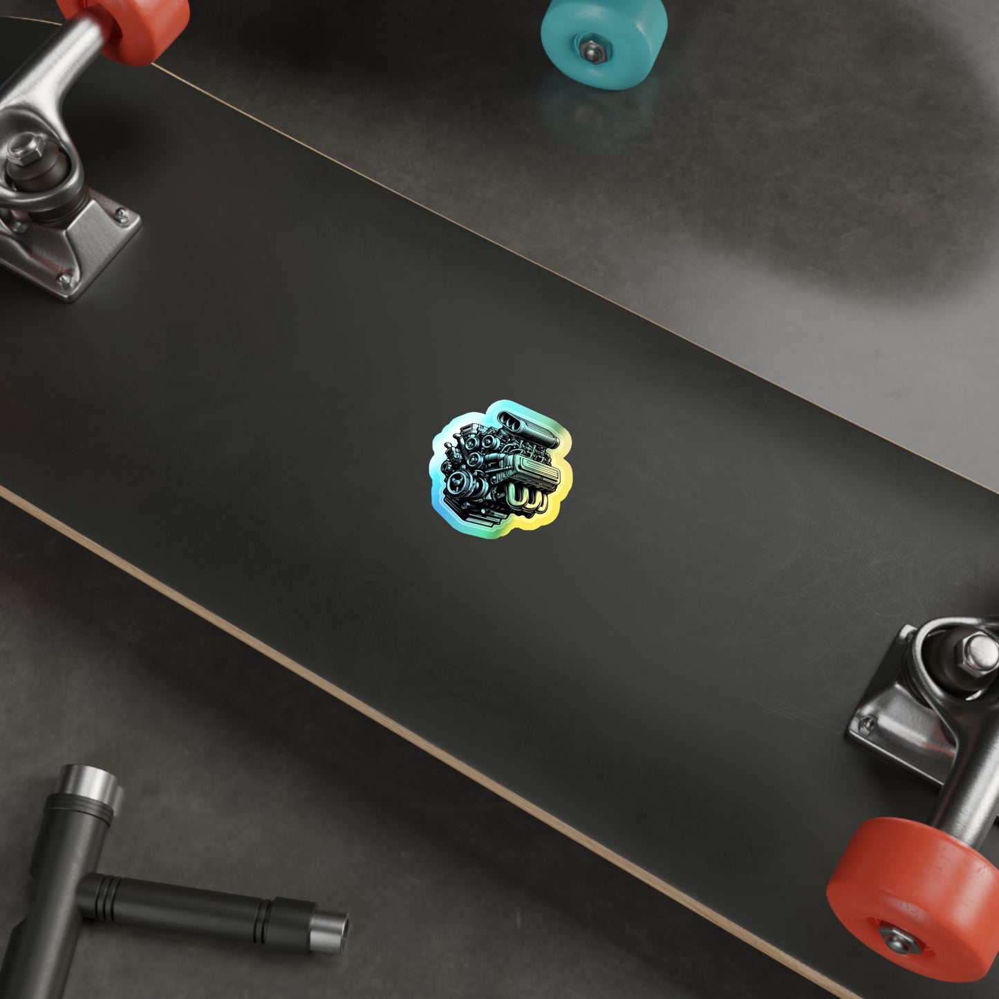 Holographic Sticker of a Supercharged V 8 engine