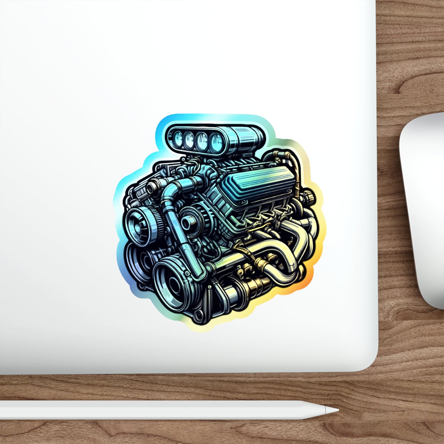 V 8 Engine Holographic Die-cut Stickers V8 engine for Gearhead
