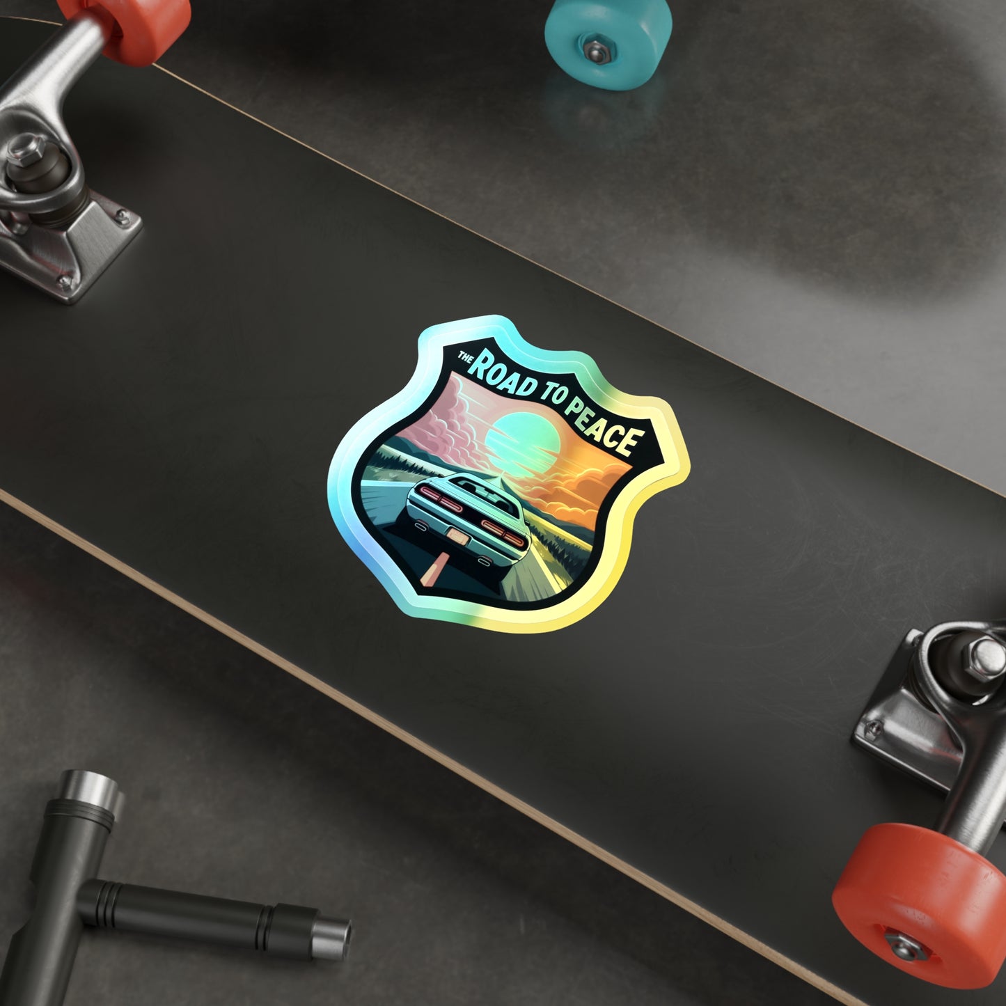 Road to Peace, Holographic Die-cut Stickers, Rodger Dodger Manace, Sticker for GearHead