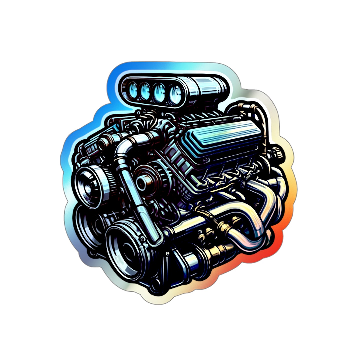 V 8 Engine Holographic Die-cut Stickers V8 engine for Gearhead