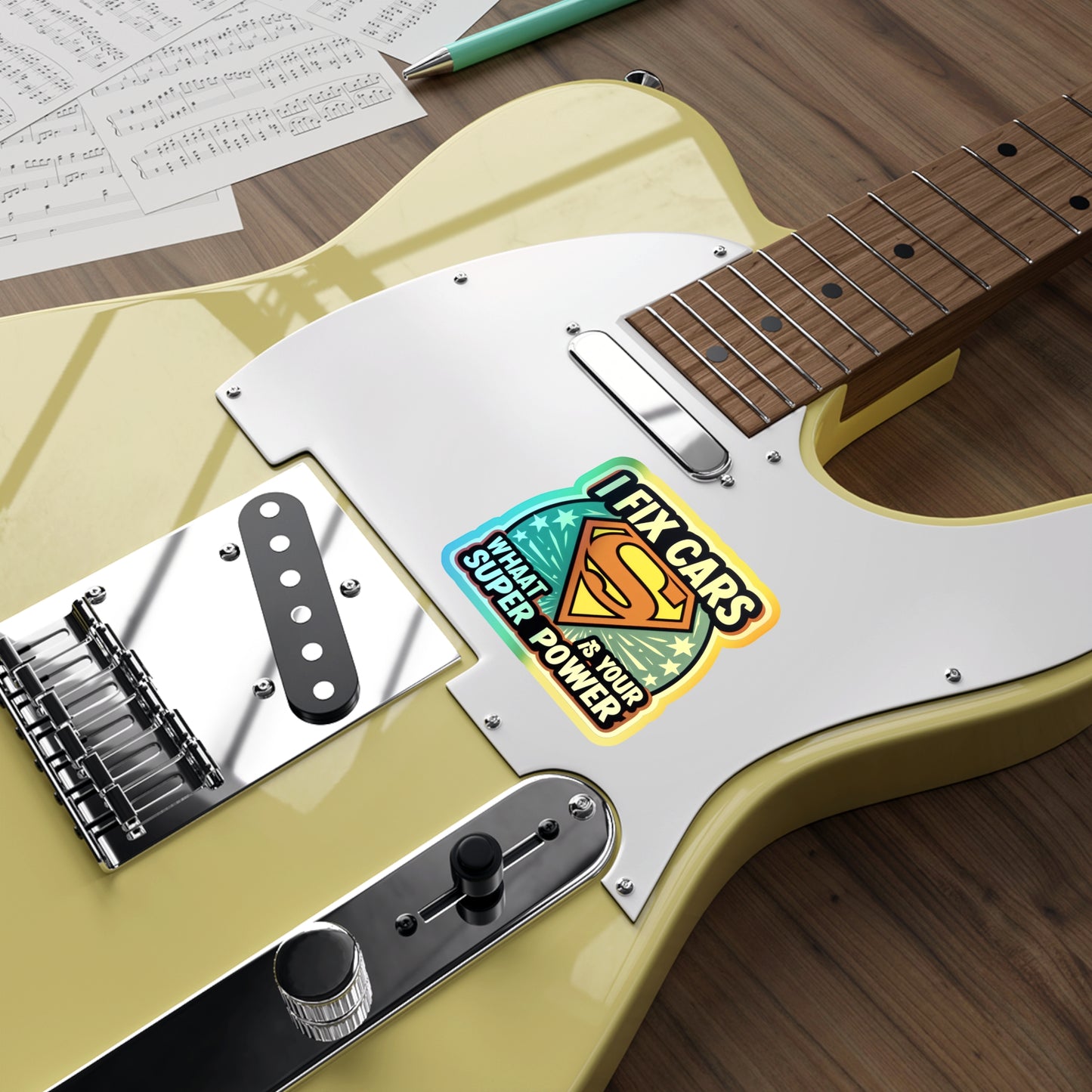 I Fix Cars and What Is Your Superpower? Holographic Die-cut Stickers for Dedicated Mechanics