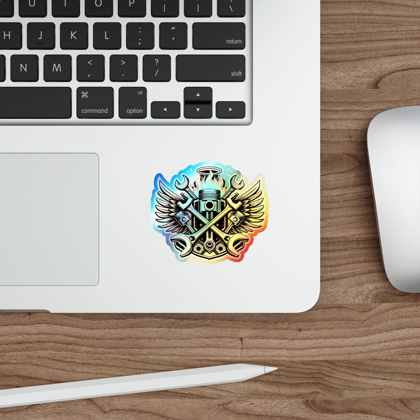 Divine Pistons Holographic Die-cut Stickers for Mechanics or Car Fans