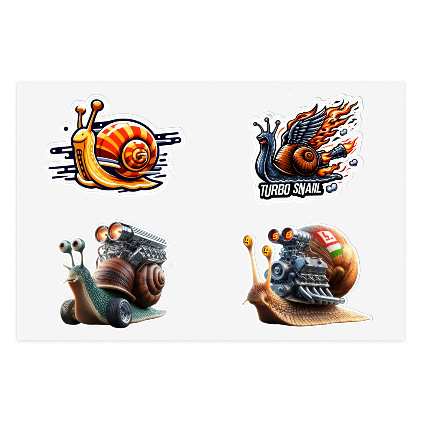 Super Turbo Snail Funny Creative Stickers Sheet for SLeeper Cars Bumper
