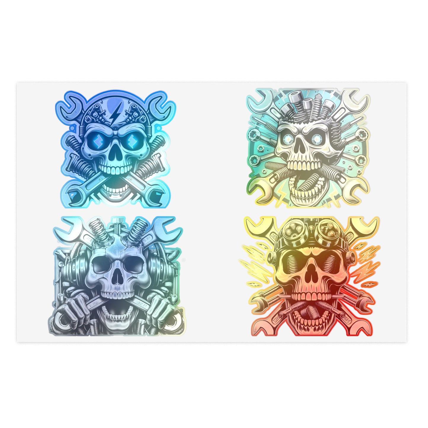 Mechanic Skeleton Crossed Wrenches Stickers Sheet