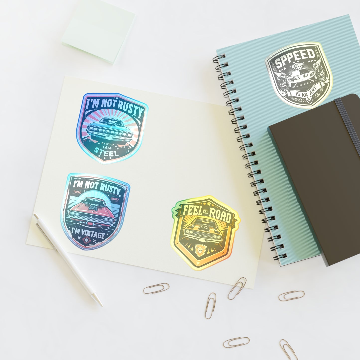 5 Sheet Bundle Holographic Sticker Sheets Car Fan Stickers Mechanic Stickers