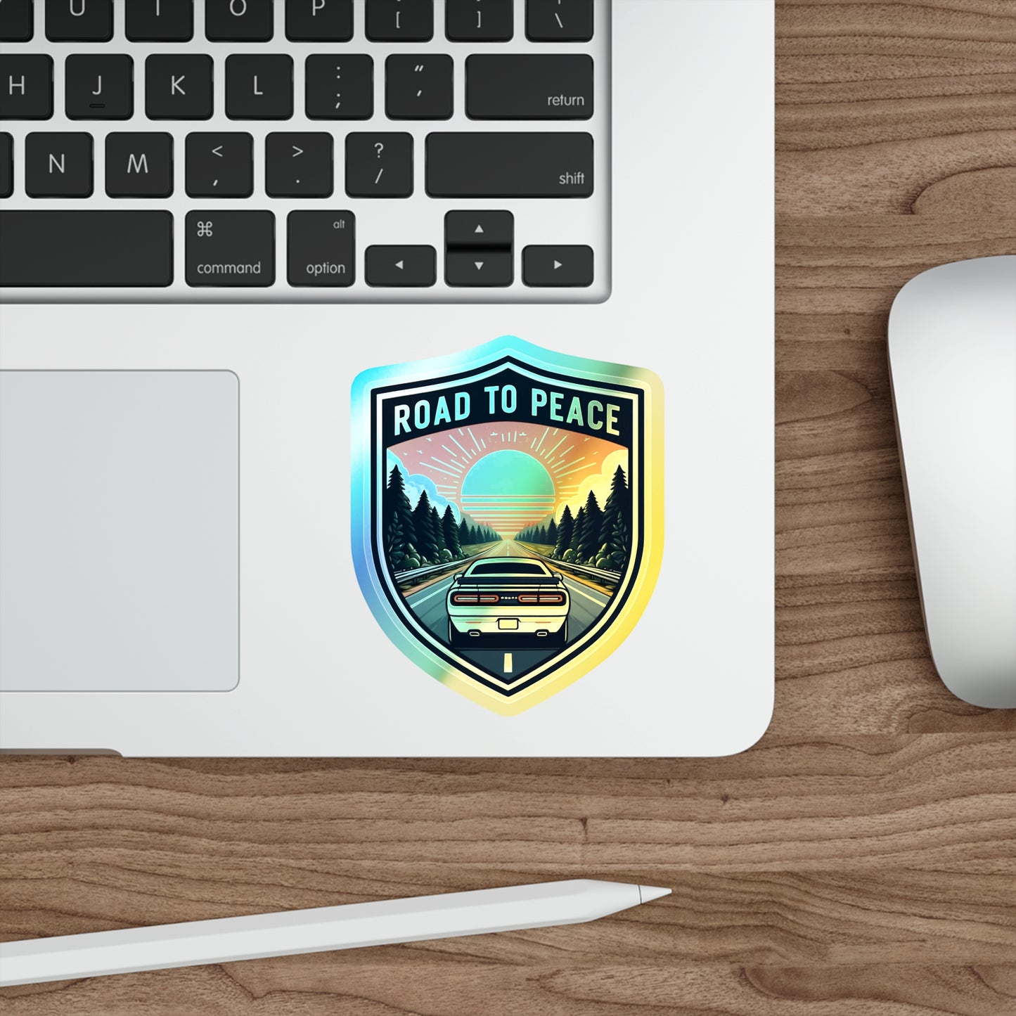 Road to Peace, Holographic Die-cut Stickers, for Gearheads