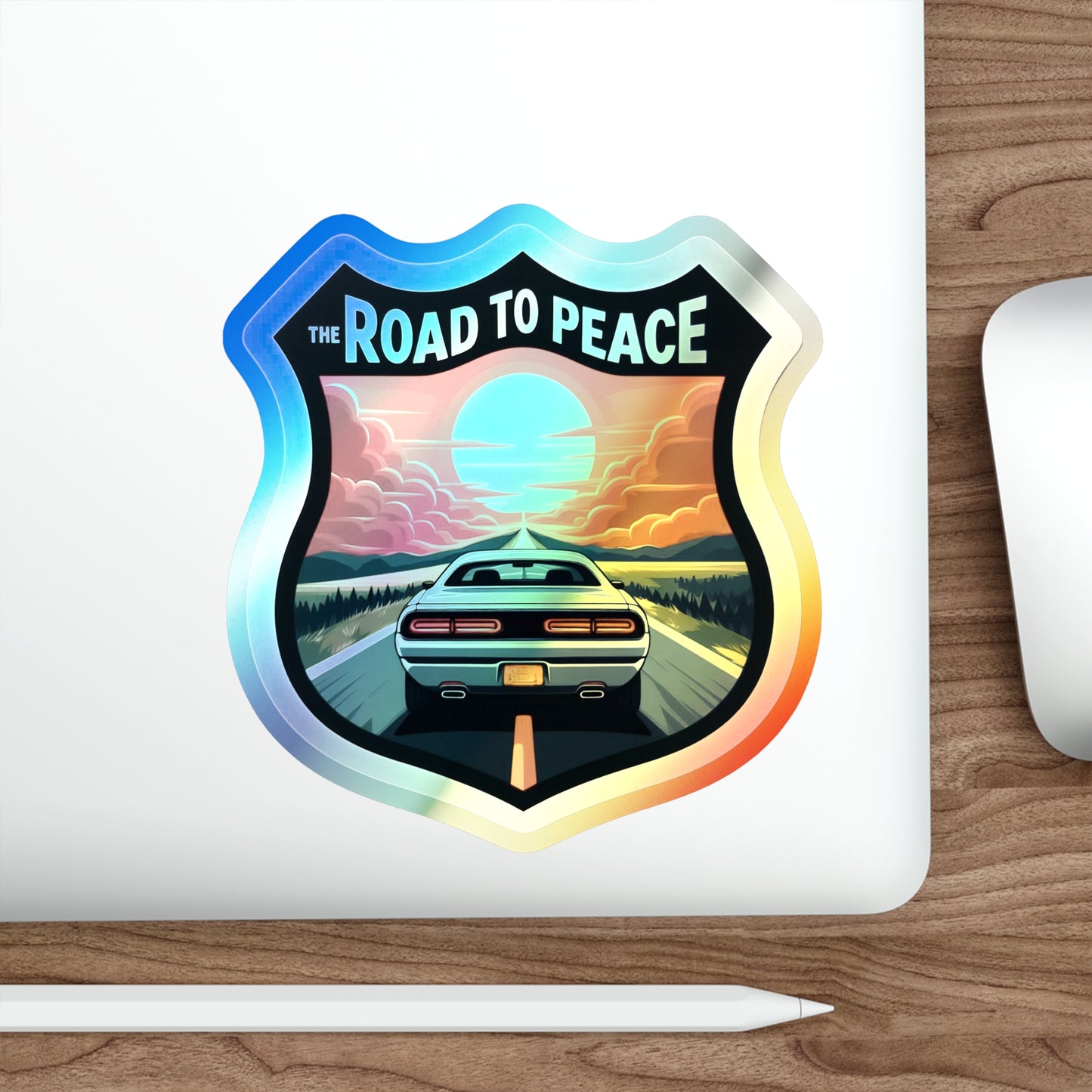 Road to Peace, Holographic Die-cut Stickers, Rodger Dodger Manace, Sticker for GearHead