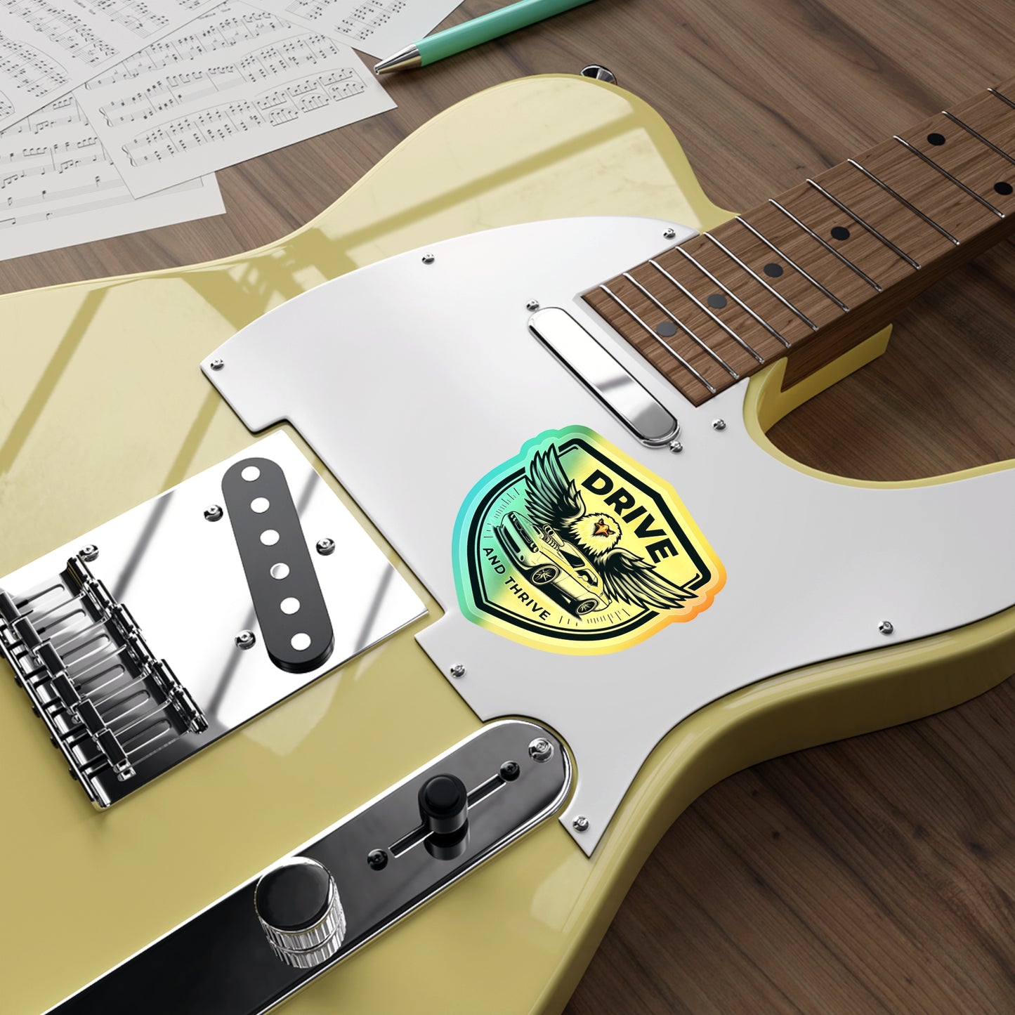 Drive and Thrive, Holographic Die-cut Stickers for Automotive Enthusiasts
