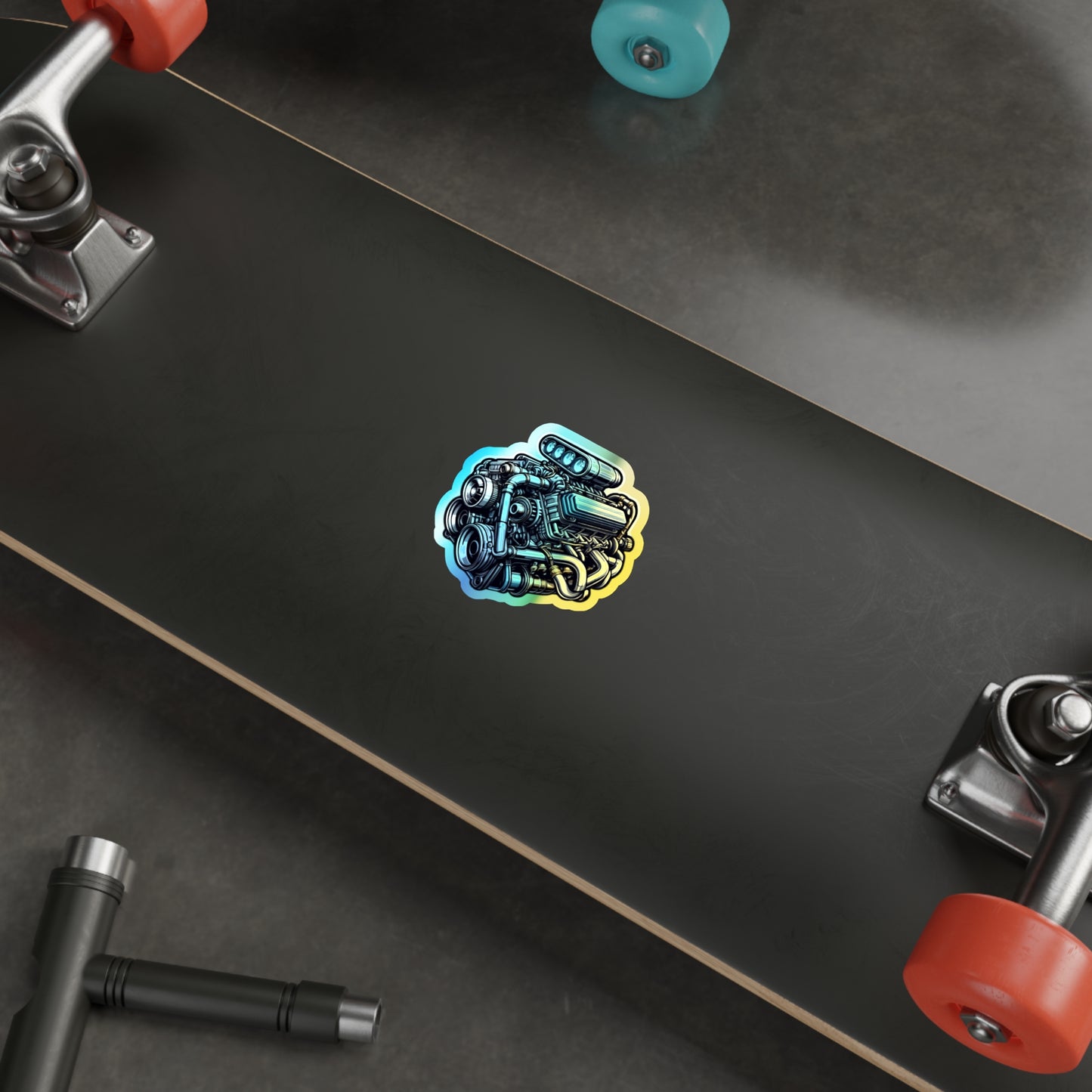 V 8 Engine Holographic Die-cut Stickers V8 engine for Gearhead