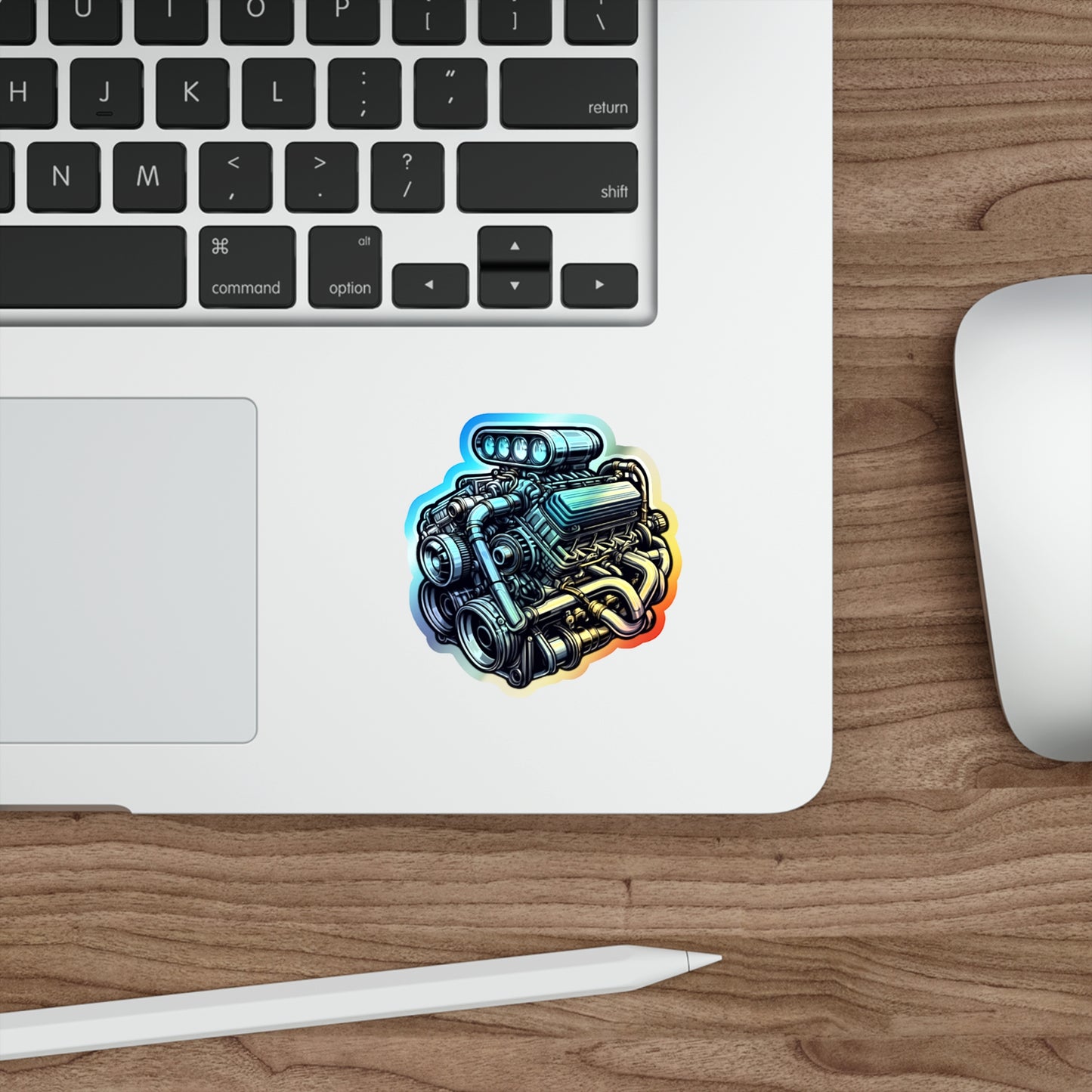 V 8 Engine Holographic Die-cut Stickers V8 engine for Gearhead