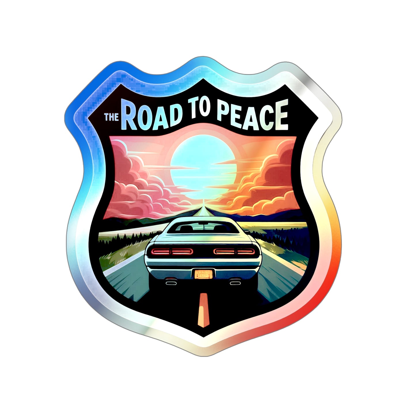 Road to Peace, Holographic Die-cut Stickers, Rodger Dodger Manace, Sticker for GearHead