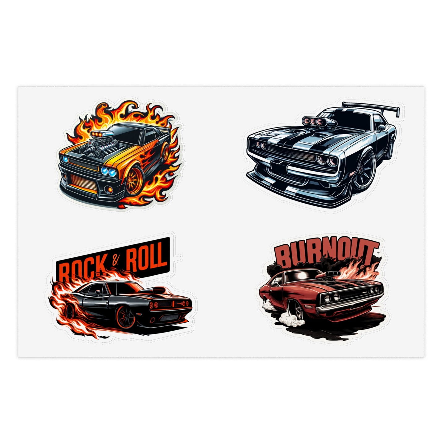 Supercharged Muscle Cars Racing Car Stickers Sheet Holographic Option
