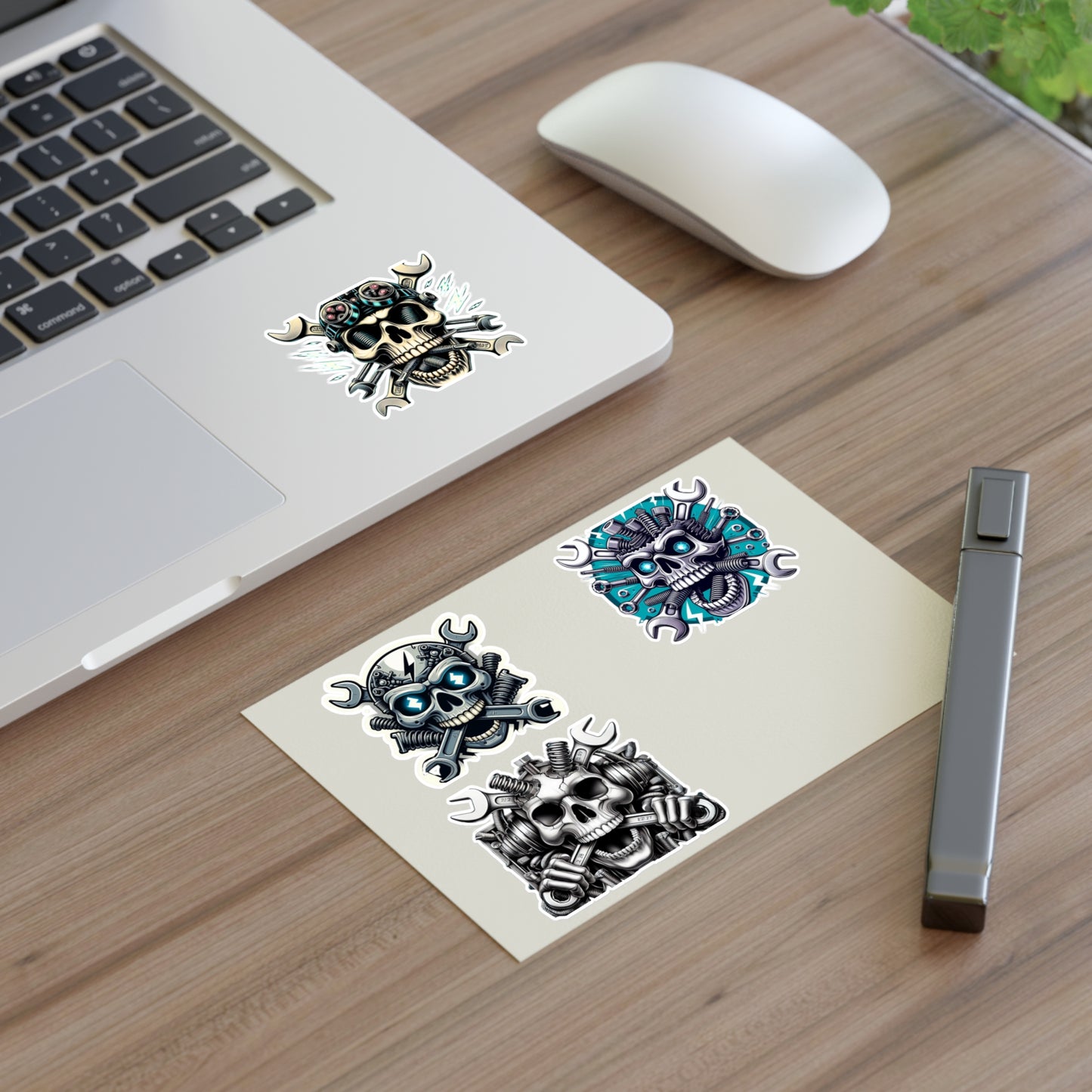 Mechanic Skeleton Crossed Wrenches Stickers Sheet
