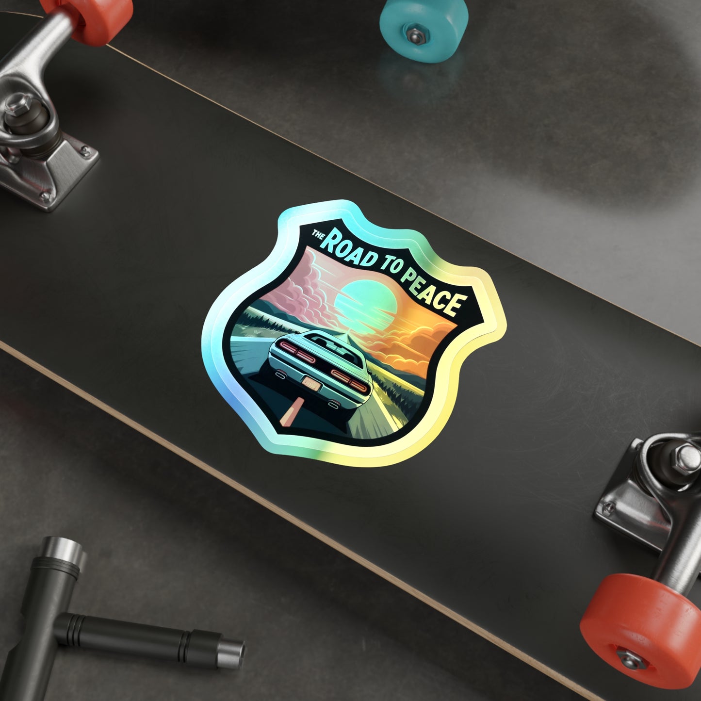 Road to Peace, Holographic Die-cut Stickers, Rodger Dodger Manace, Sticker for GearHead