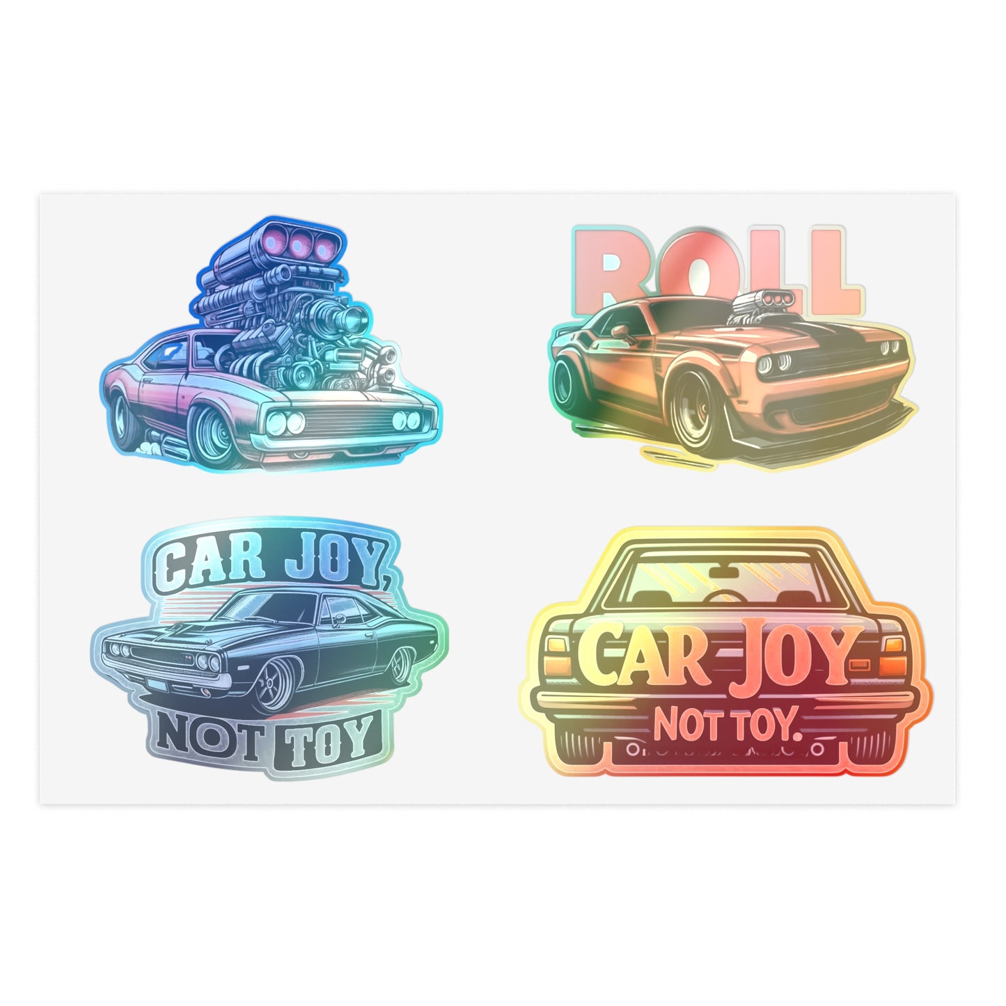 Holographic Muscle Car Sticker Sheet