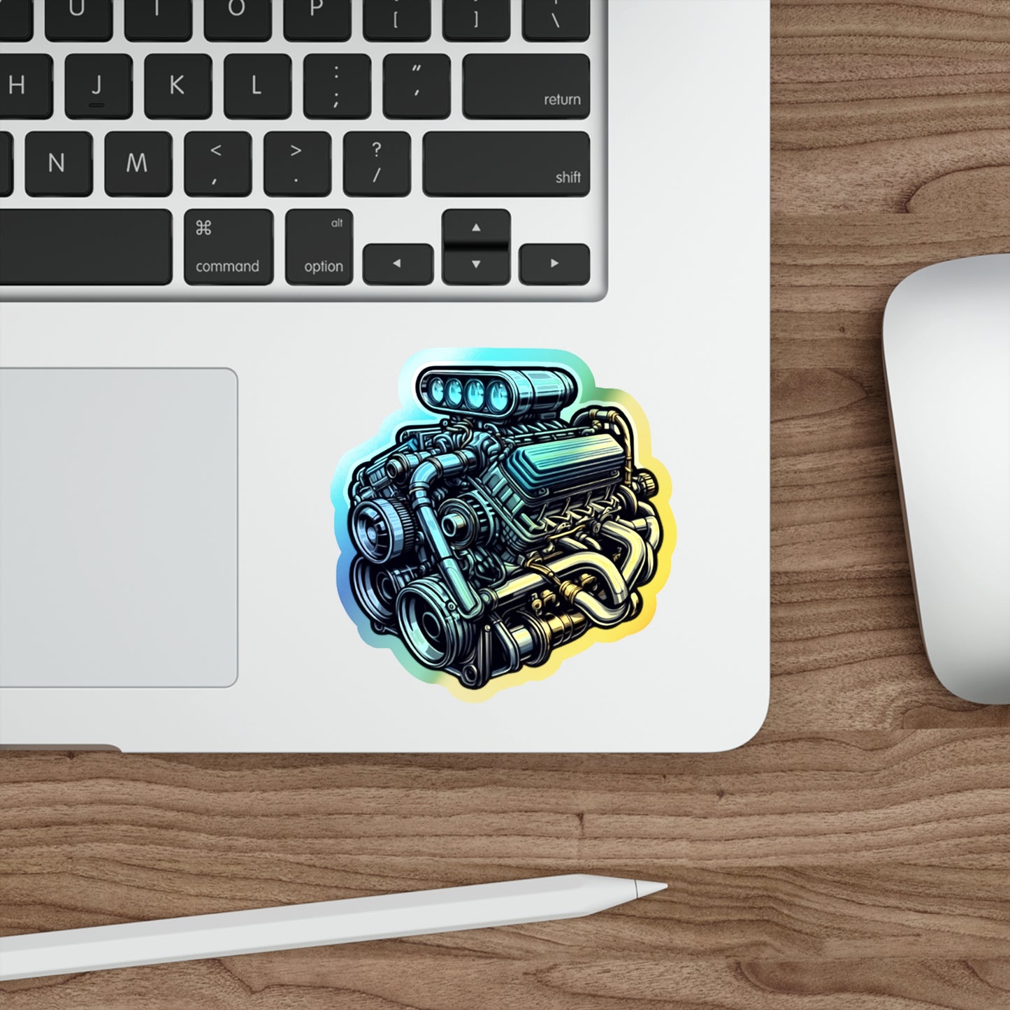 V 8 Engine Holographic Die-cut Stickers V8 engine for Gearhead