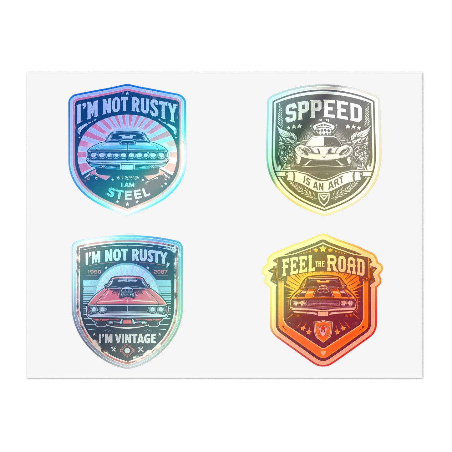 5 Sheet Bundle Holographic Sticker Sheets Car Fan Stickers Mechanic Stickers