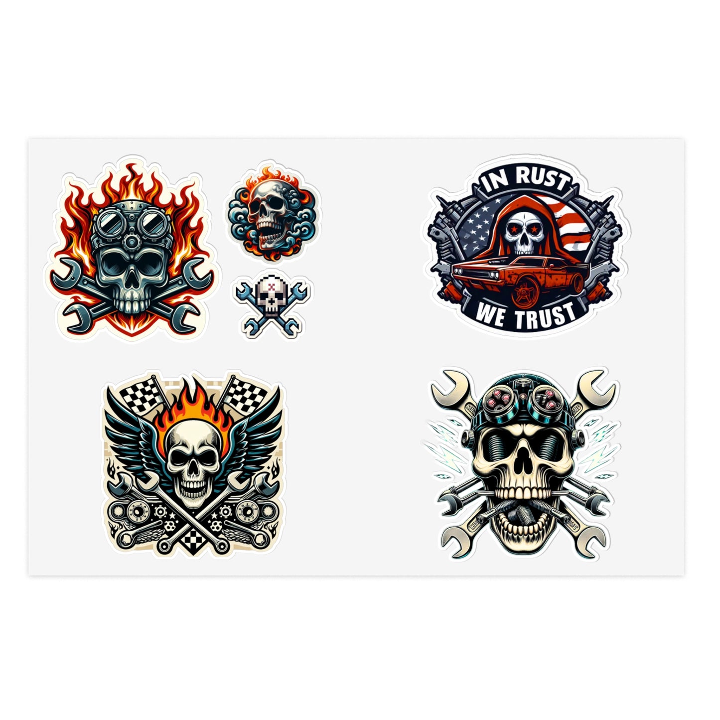 Mechanic Skeleton Crossed Wrenches Sticker Sheets In Rust We Trust Stickers