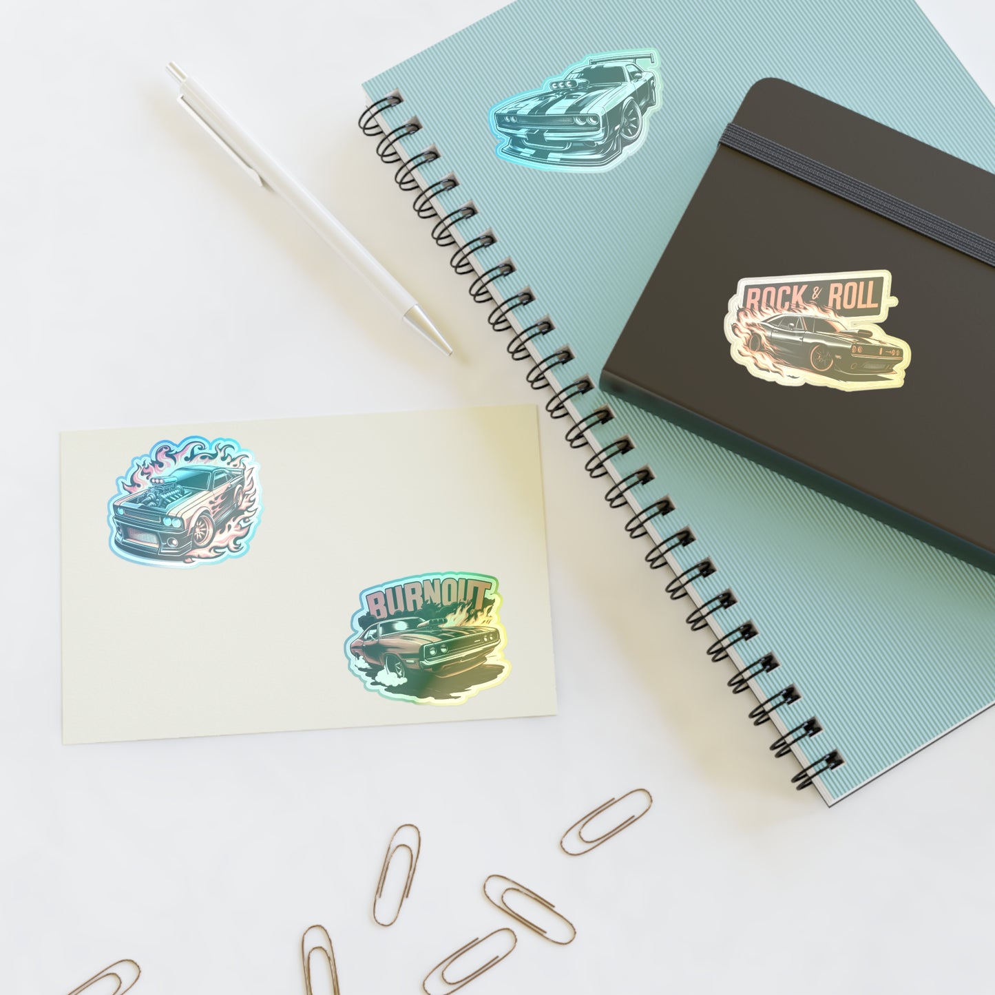 Supercharged Muscle Cars Racing Car Stickers Sheet Holographic Option