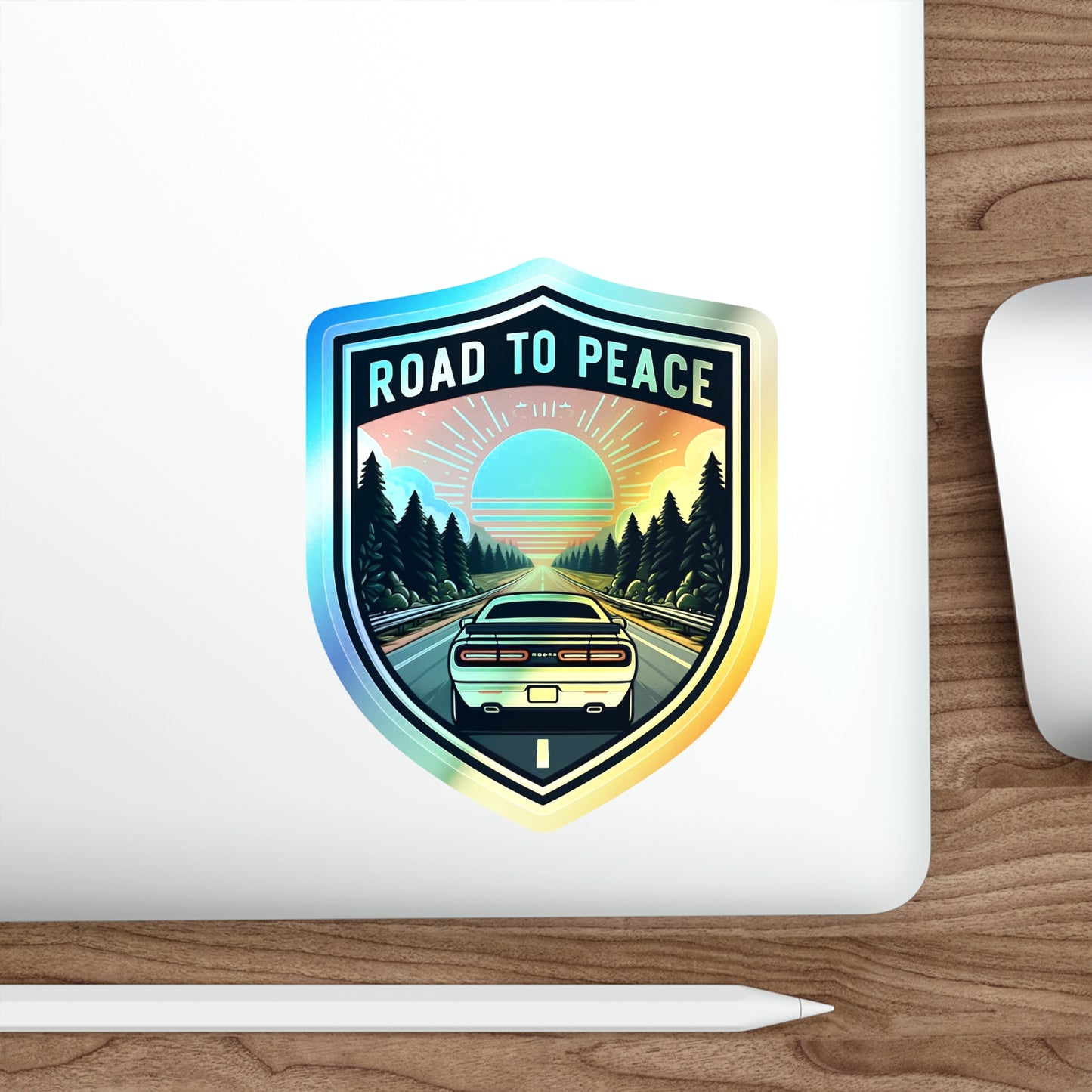 Road to Peace, Holographic Die-cut Stickers, for Gearheads