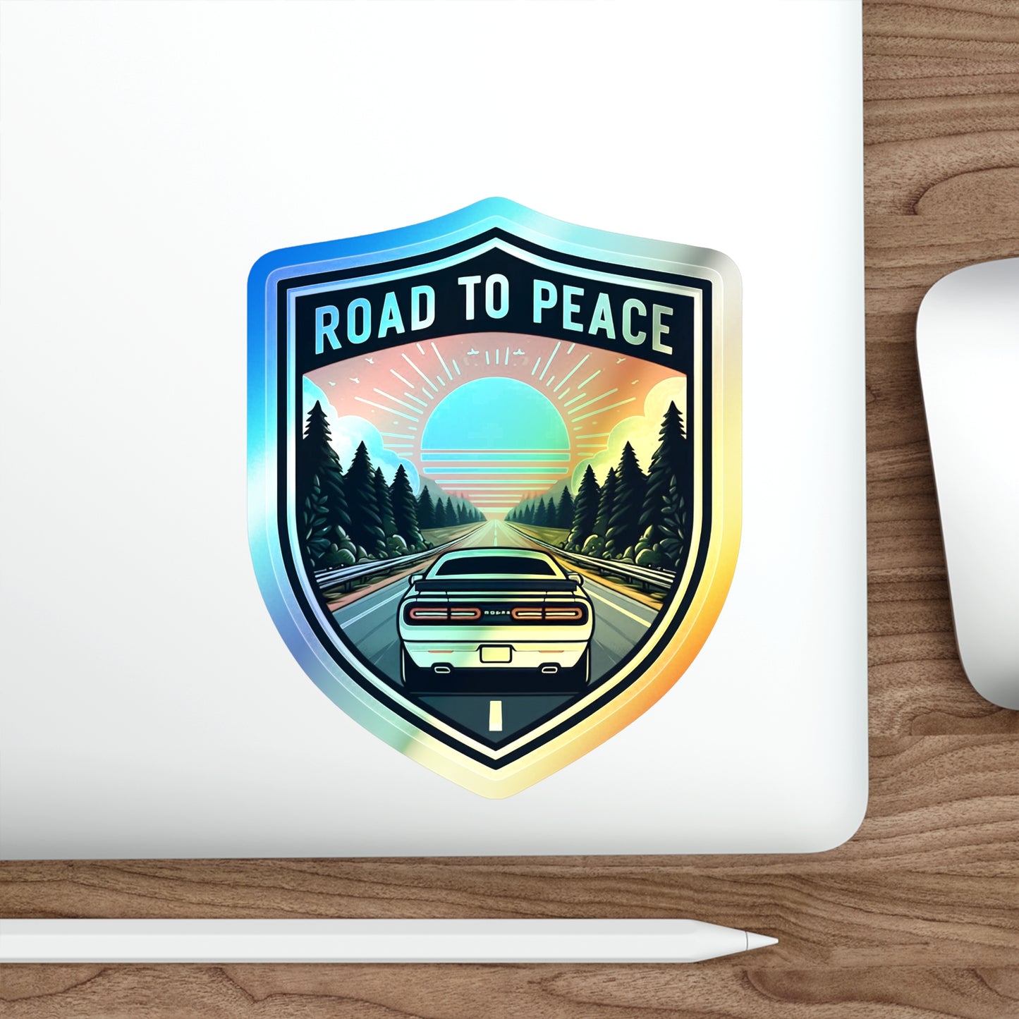Road to Peace, Holographic Die-cut Stickers, for Gearheads