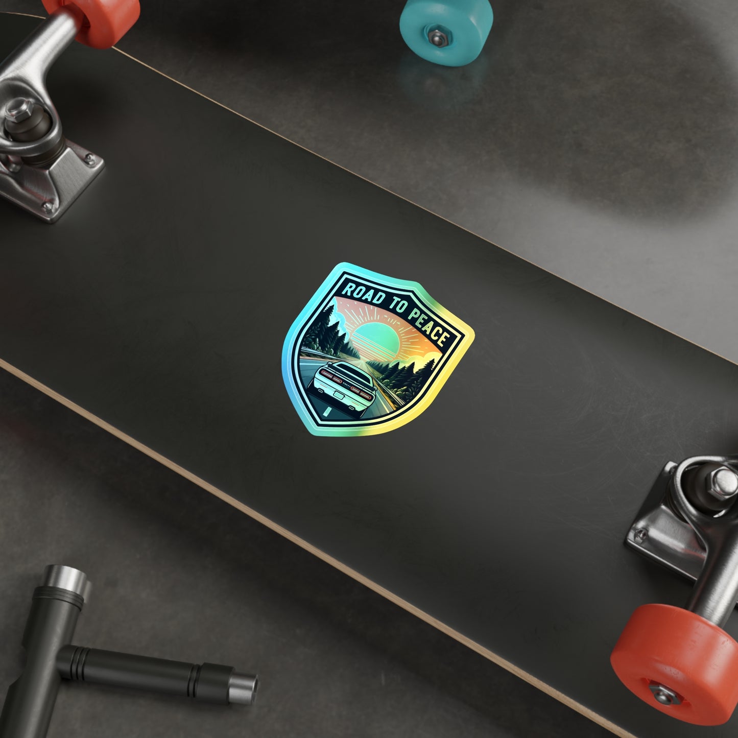 Road to Peace, Holographic Die-cut Stickers, for Gearheads