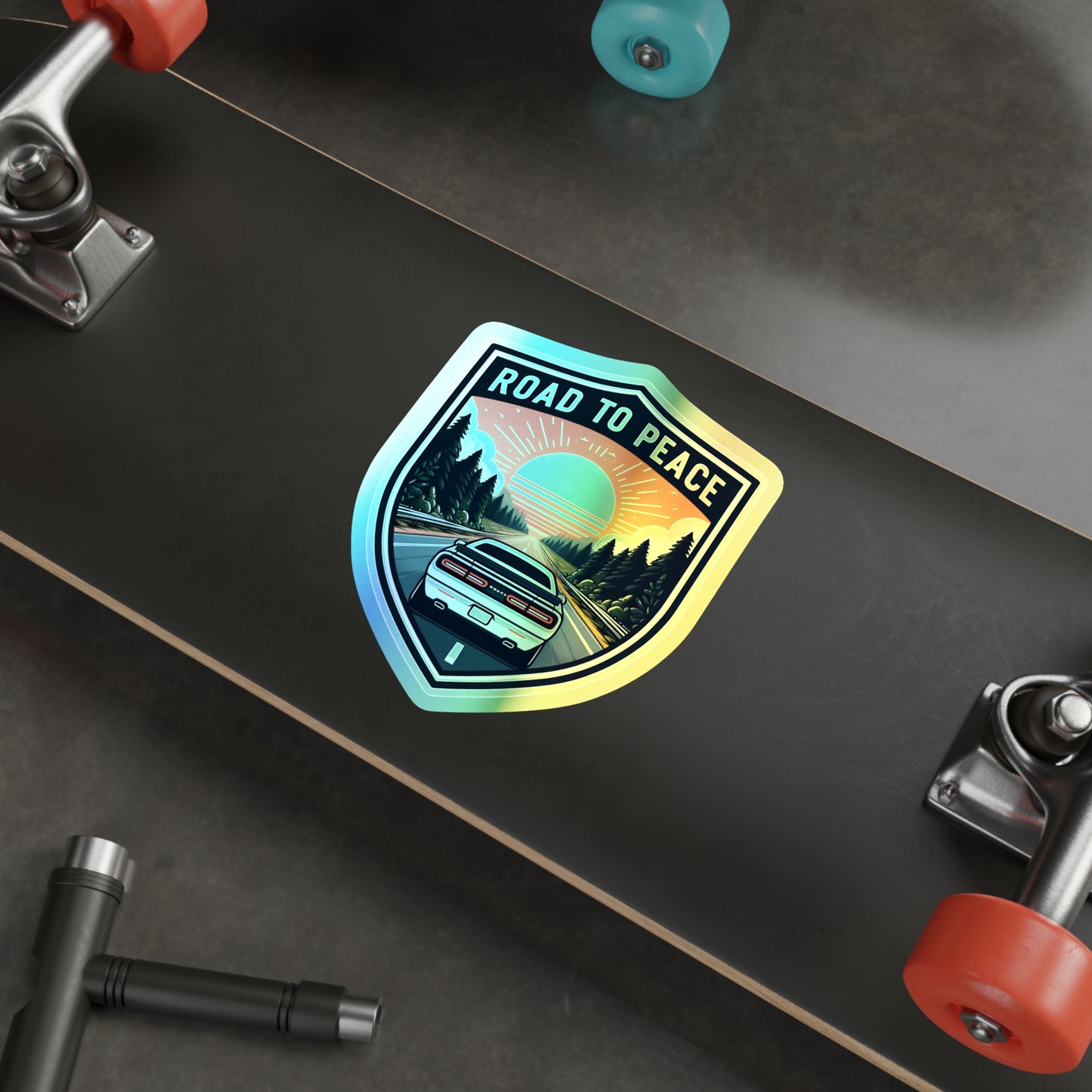 Road to Peace, Holographic Die-cut Stickers, for Gearheads