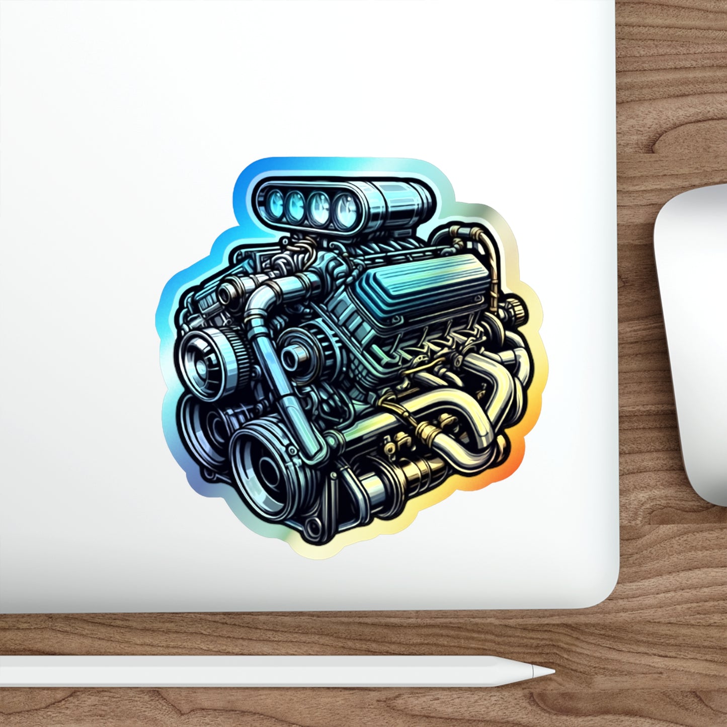 V 8 Engine Holographic Die-cut Stickers V8 engine for Gearhead