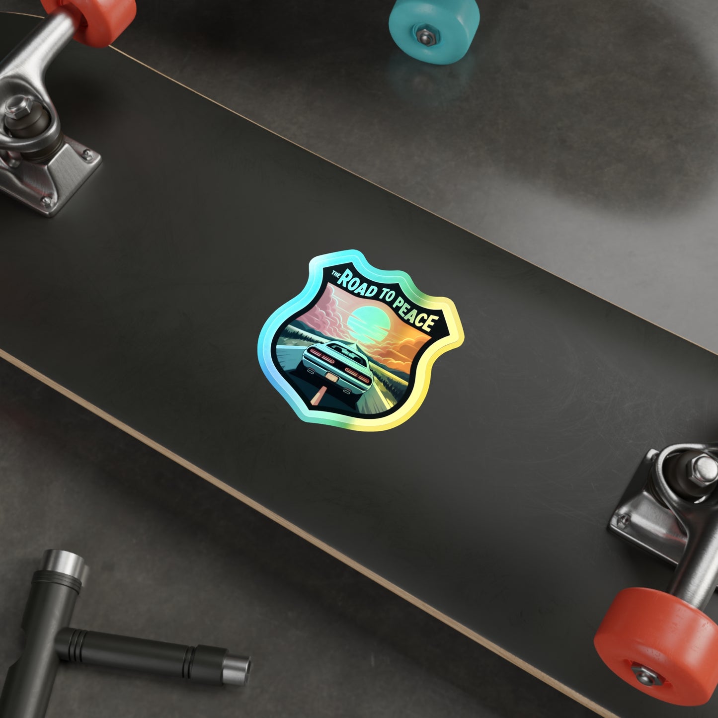 Road to Peace, Holographic Die-cut Stickers, Rodger Dodger Manace, Sticker for GearHead