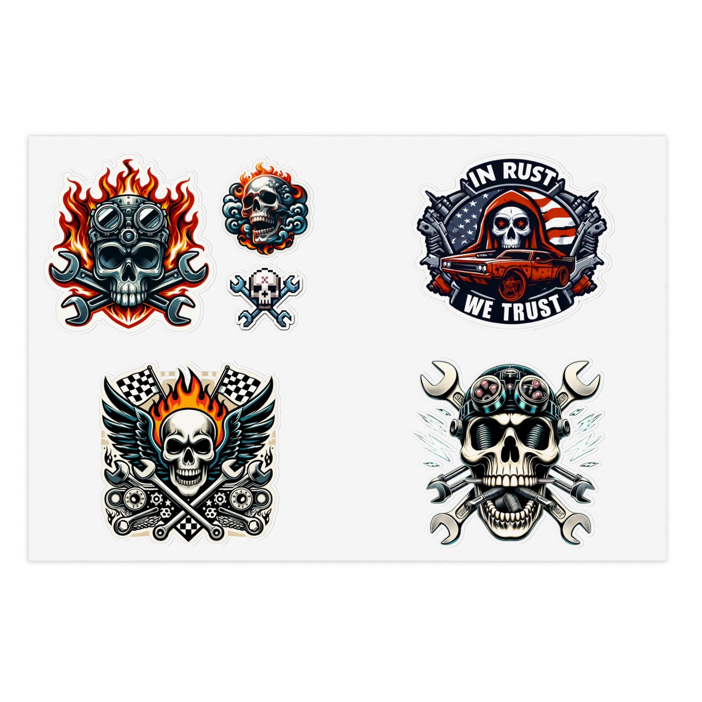 Mechanic Skeleton Crossed Wrenches Sticker Sheets In Rust We Trust Stickers
