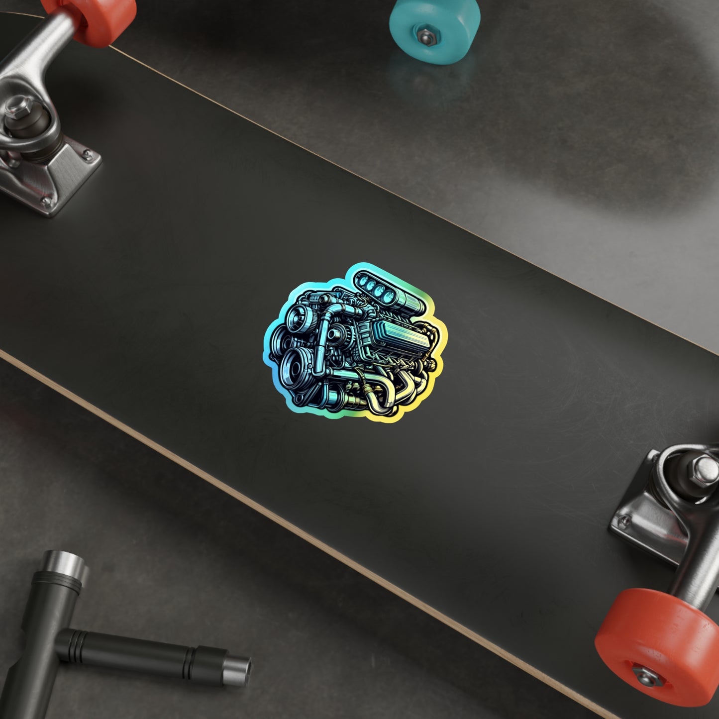 V 8 Engine Holographic Die-cut Stickers V8 engine for Gearhead