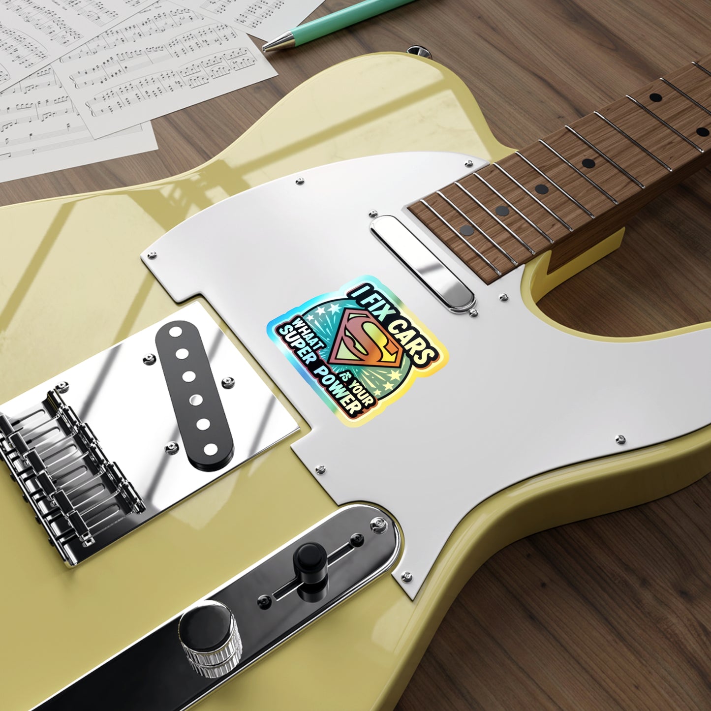 I Fix Cars and What Is Your Superpower? Holographic Die-cut Stickers for Dedicated Mechanics