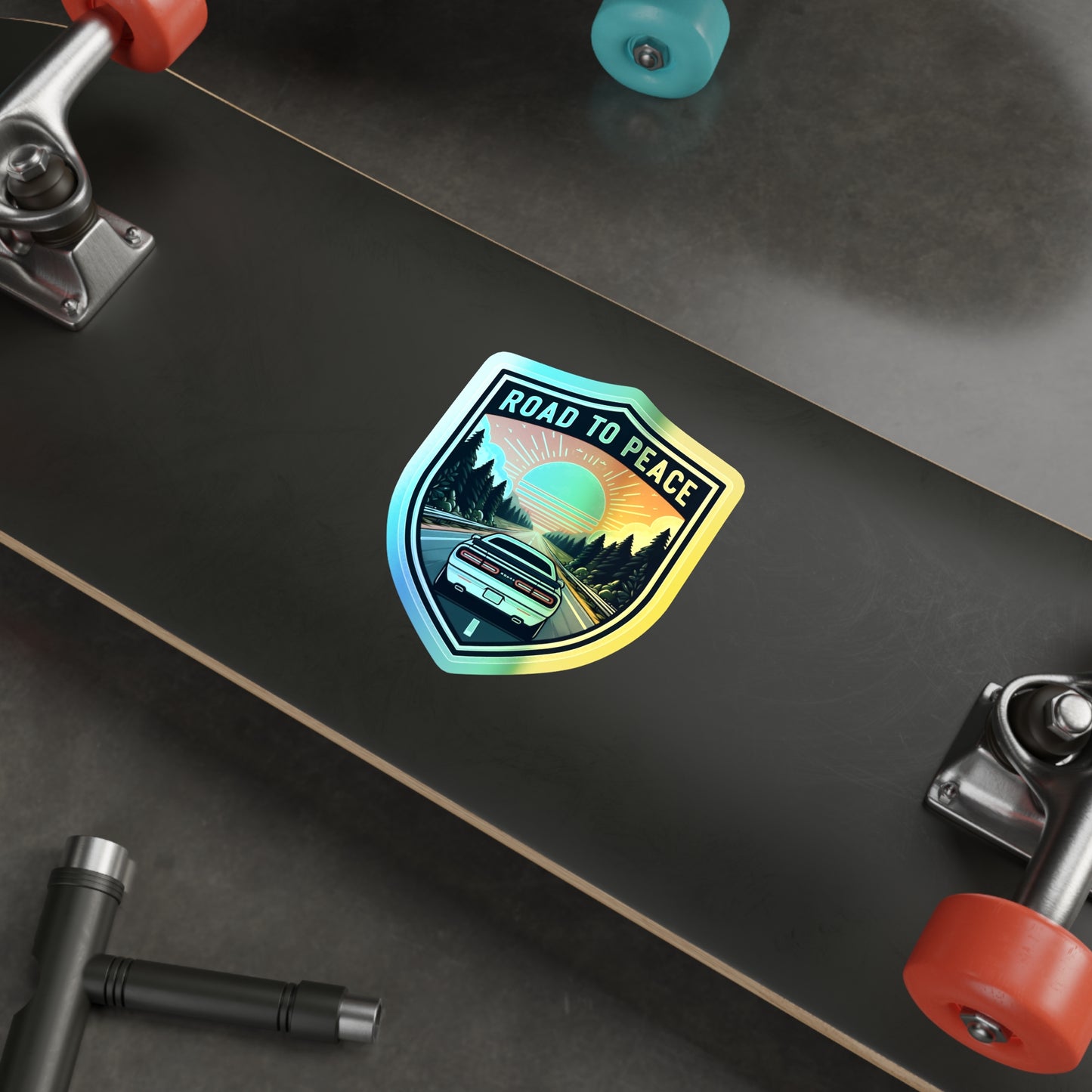 Road to Peace, Holographic Die-cut Stickers, for Gearheads