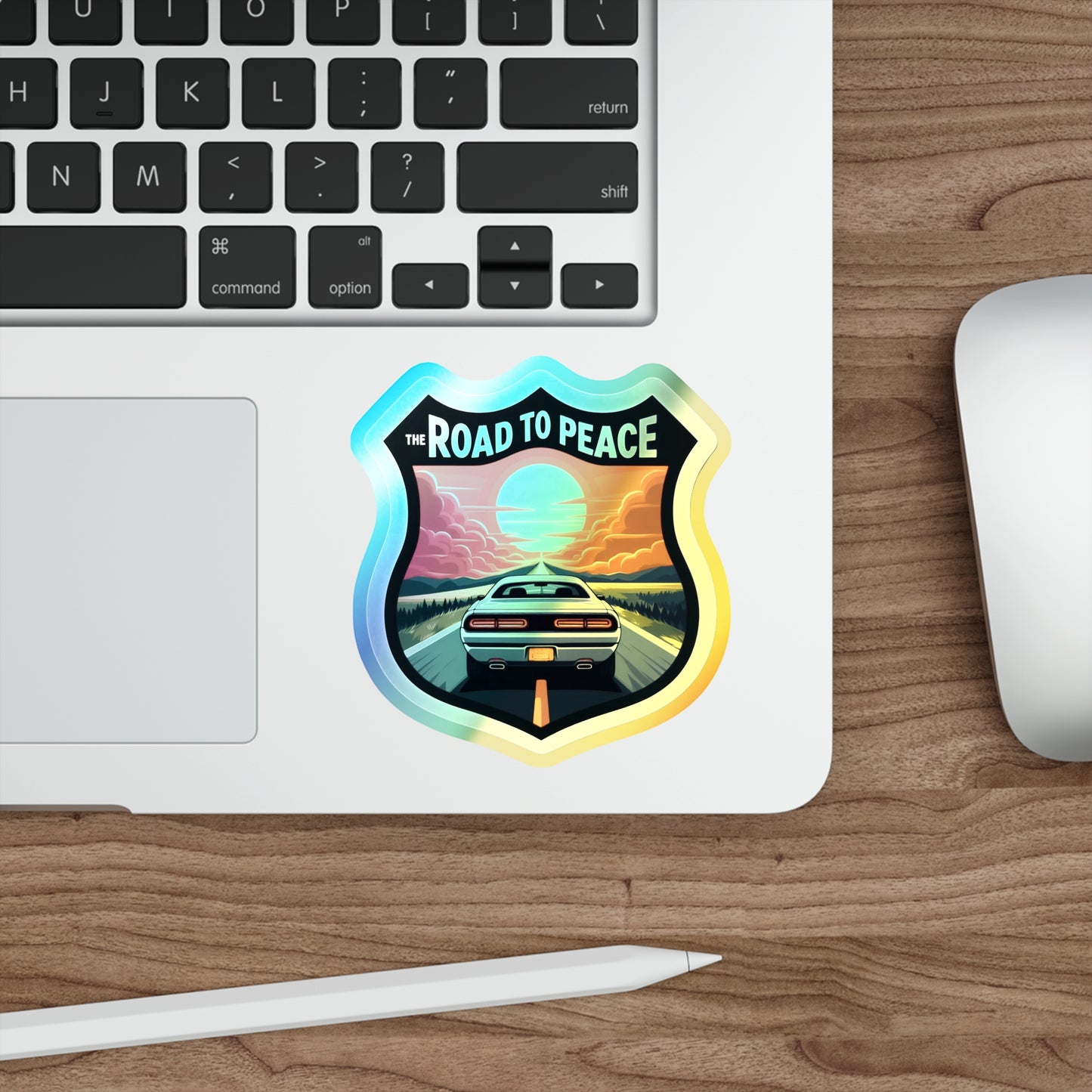 Road to Peace, Holographic Die-cut Stickers, Rodger Dodger Manace, Sticker for GearHead