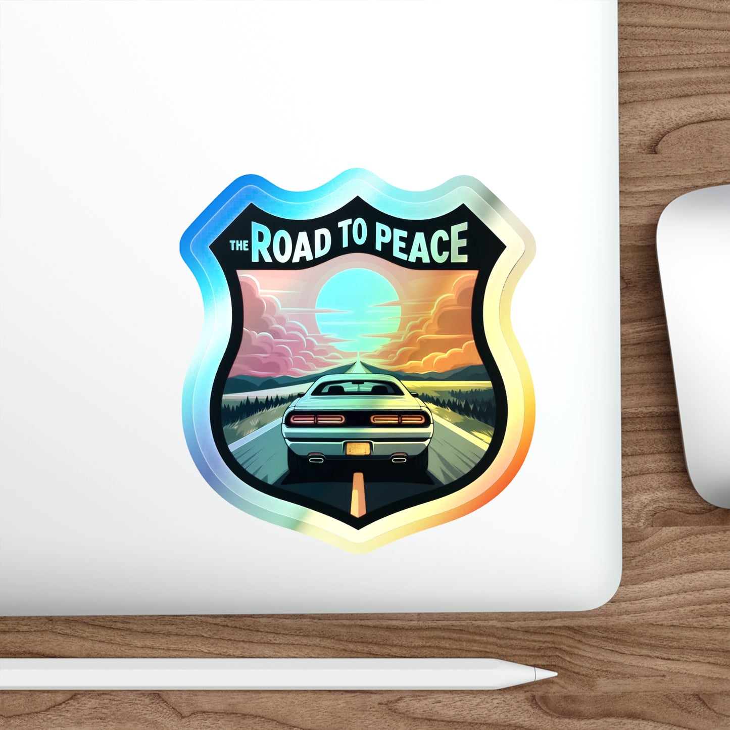 Road to Peace, Holographic Die-cut Stickers, Rodger Dodger Manace, Sticker for GearHead