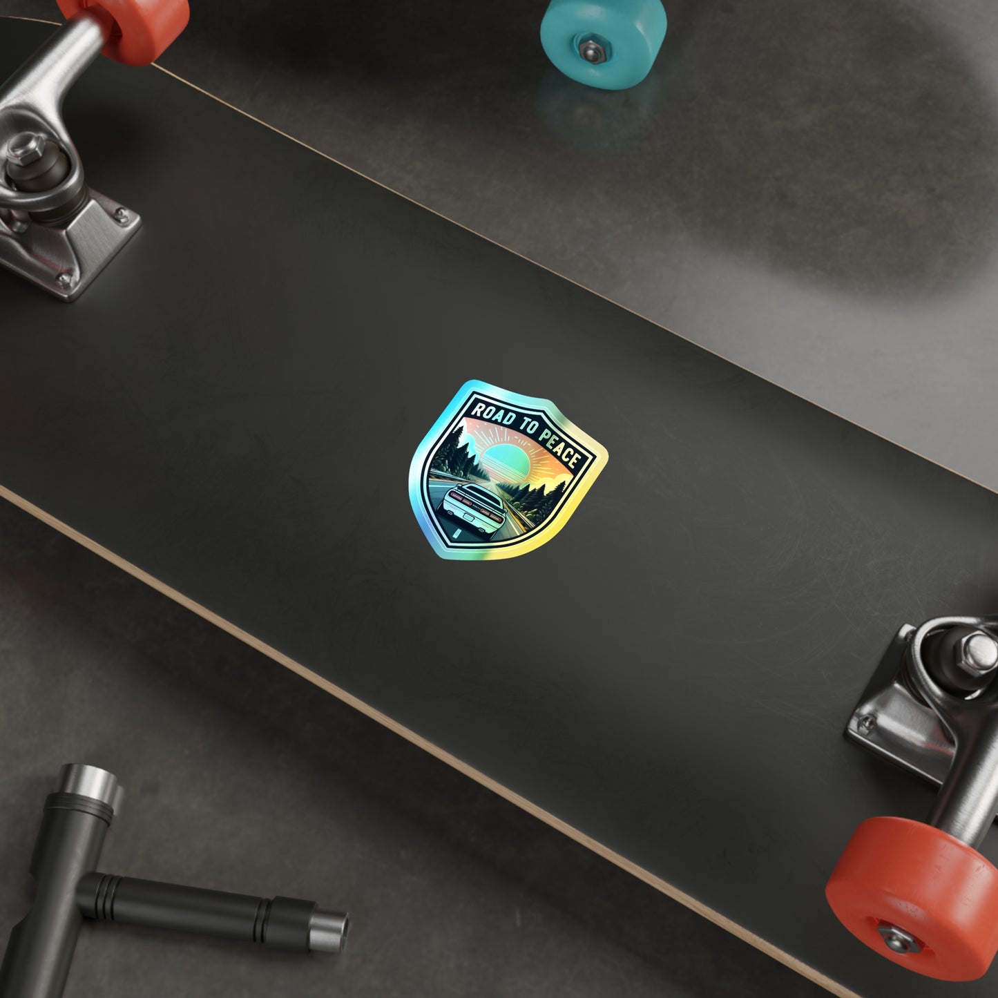 Road to Peace, Holographic Die-cut Stickers, for Gearheads