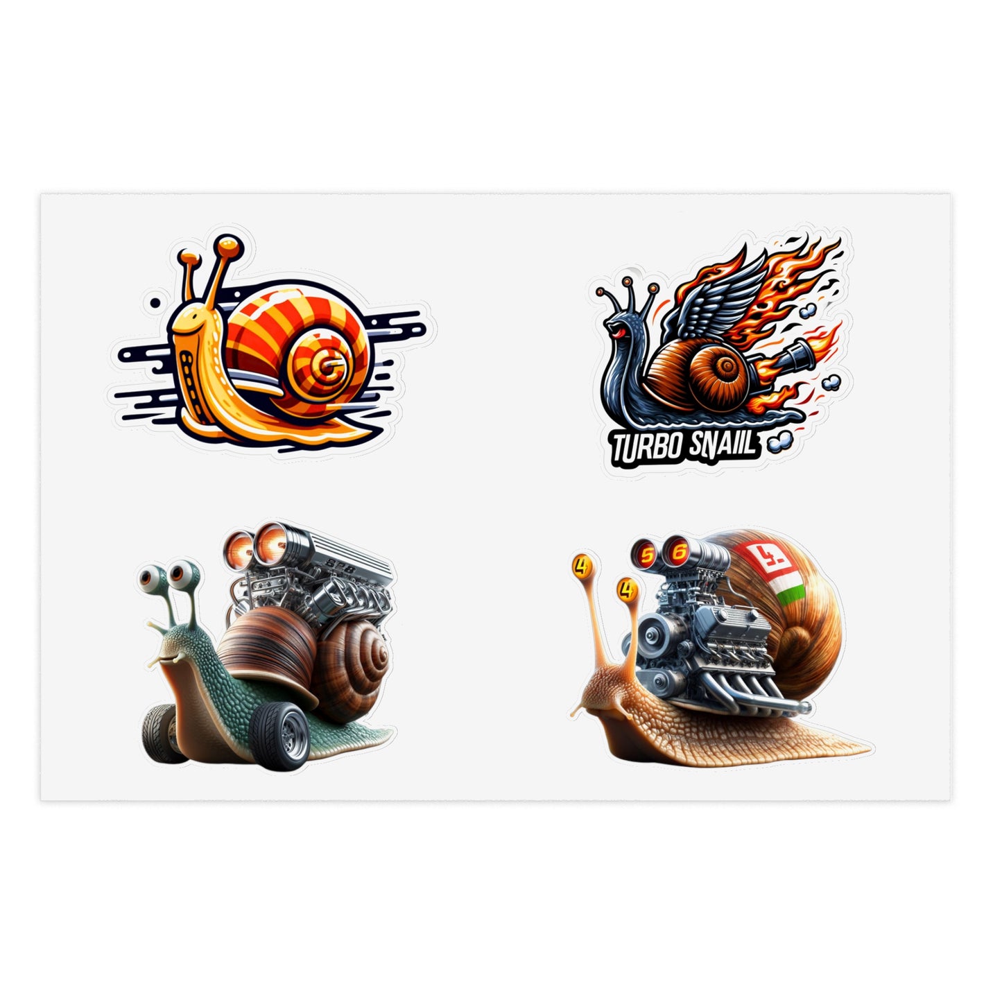 Super Turbo Snail Funny Creative Stickers Sheet for SLeeper Cars Bumper
