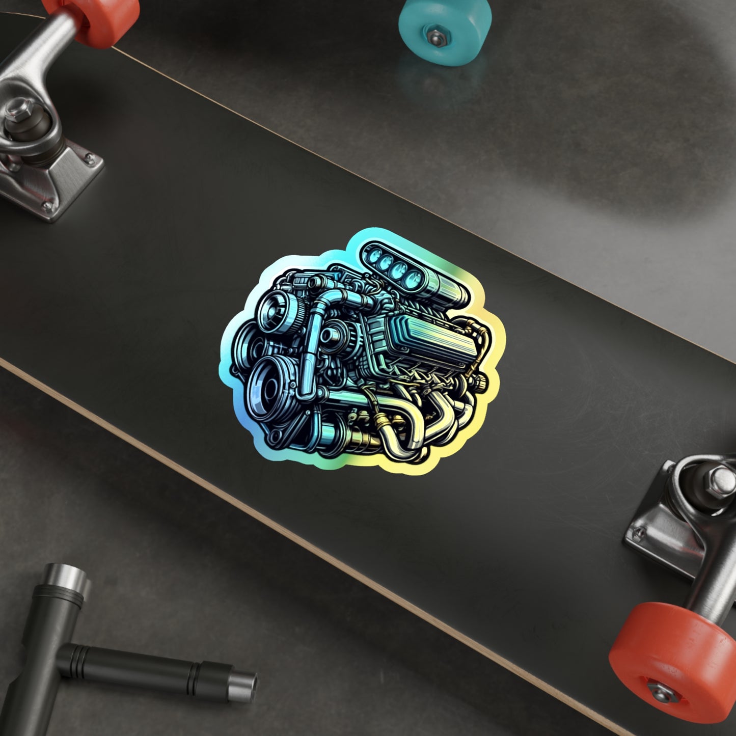 V 8 Engine Holographic Die-cut Stickers V8 engine for Gearhead