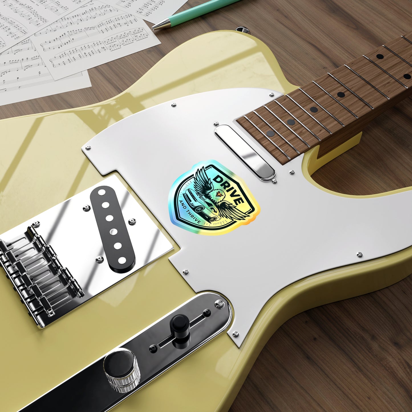 Drive and Thrive, Holographic Die-cut Stickers for Automotive Enthusiasts