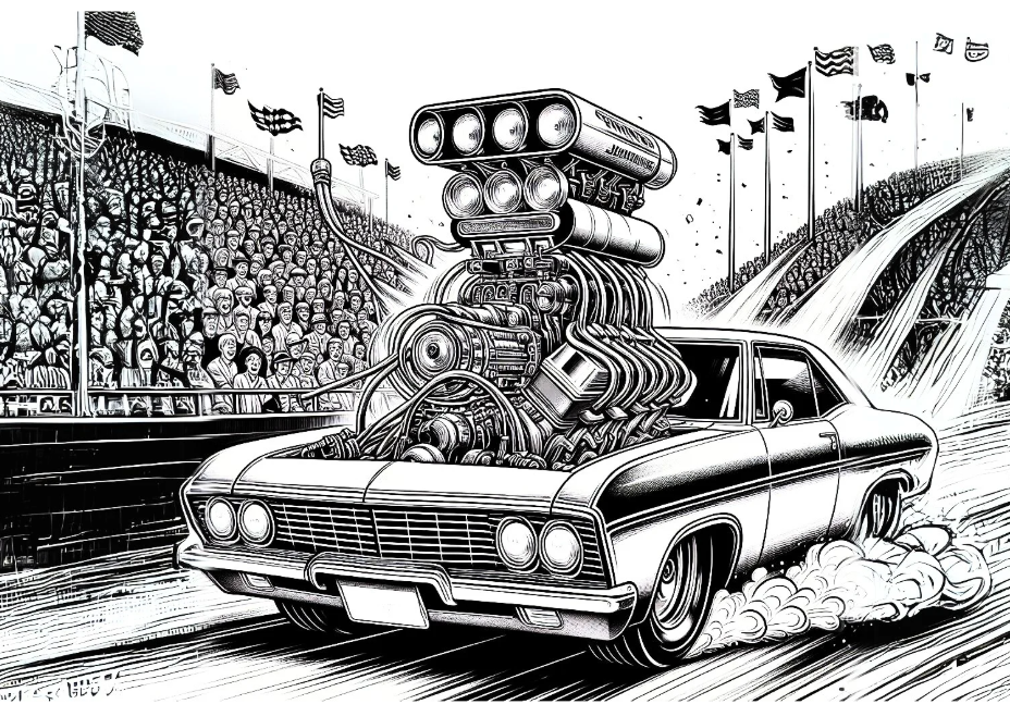 Supercharged Classic Muscle Car Coloring Book with a gift of 8555+ Coloring Printable Designs