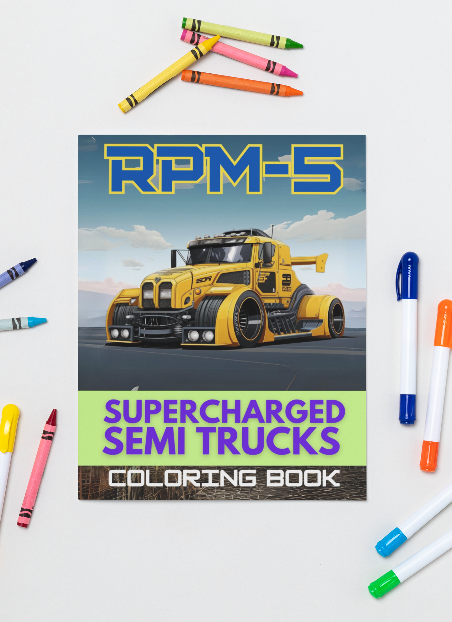 Semi Trucks Coloring Book RPM-5 with a Gift of 8555+ Coloring Designs