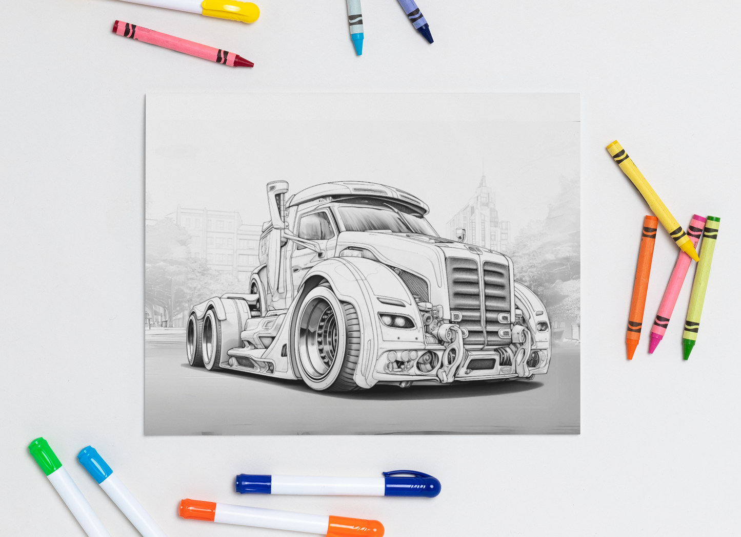 Semi Trucks Coloring Book RPM-5 with a Gift of 8555+ Coloring Designs