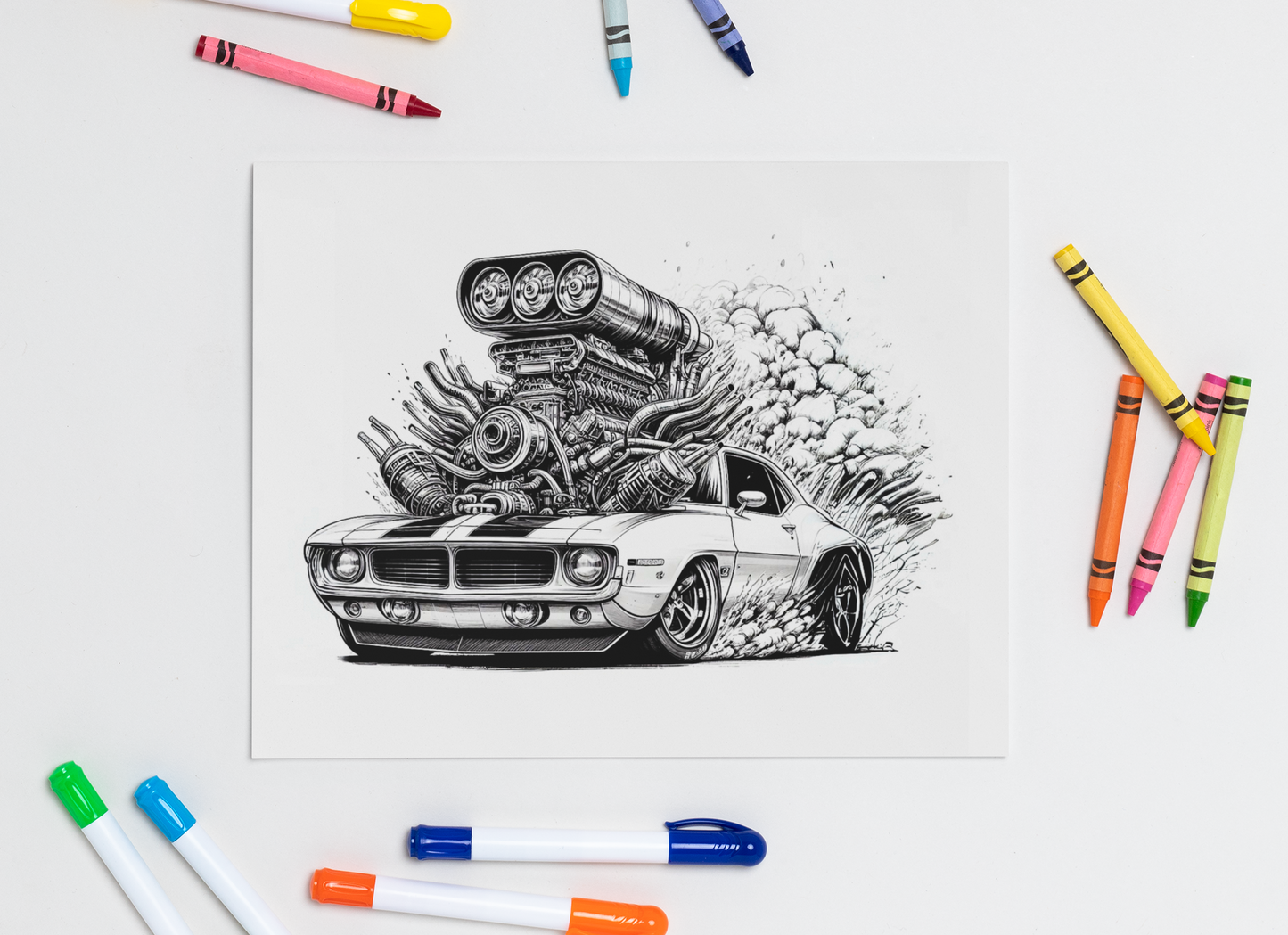 Supercharged Muscle Car Coloring Book RPM-2 with a Gift of 8555+ Coloring Designs