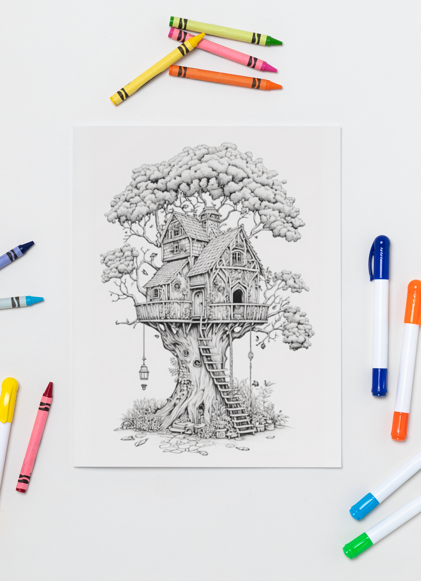 Tree Cabins Coloring Book with a gift of 8555+ Coloring Printable Designs