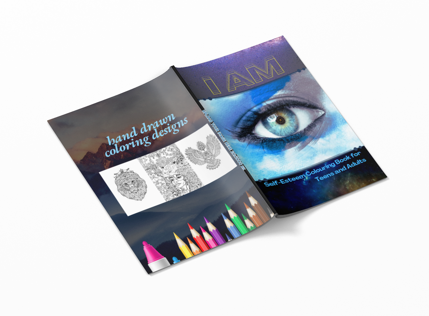 I AM Self Esteem Coloring Book for Teens and Adults HAND DRAWN DESIGNS
