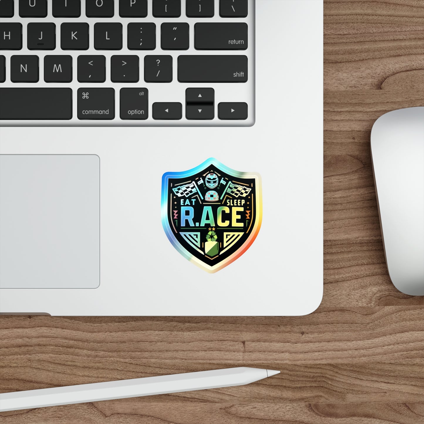 Eat, Sleep, Race, Repeat Holographic Die-cut Stickers for Fast Track Racers