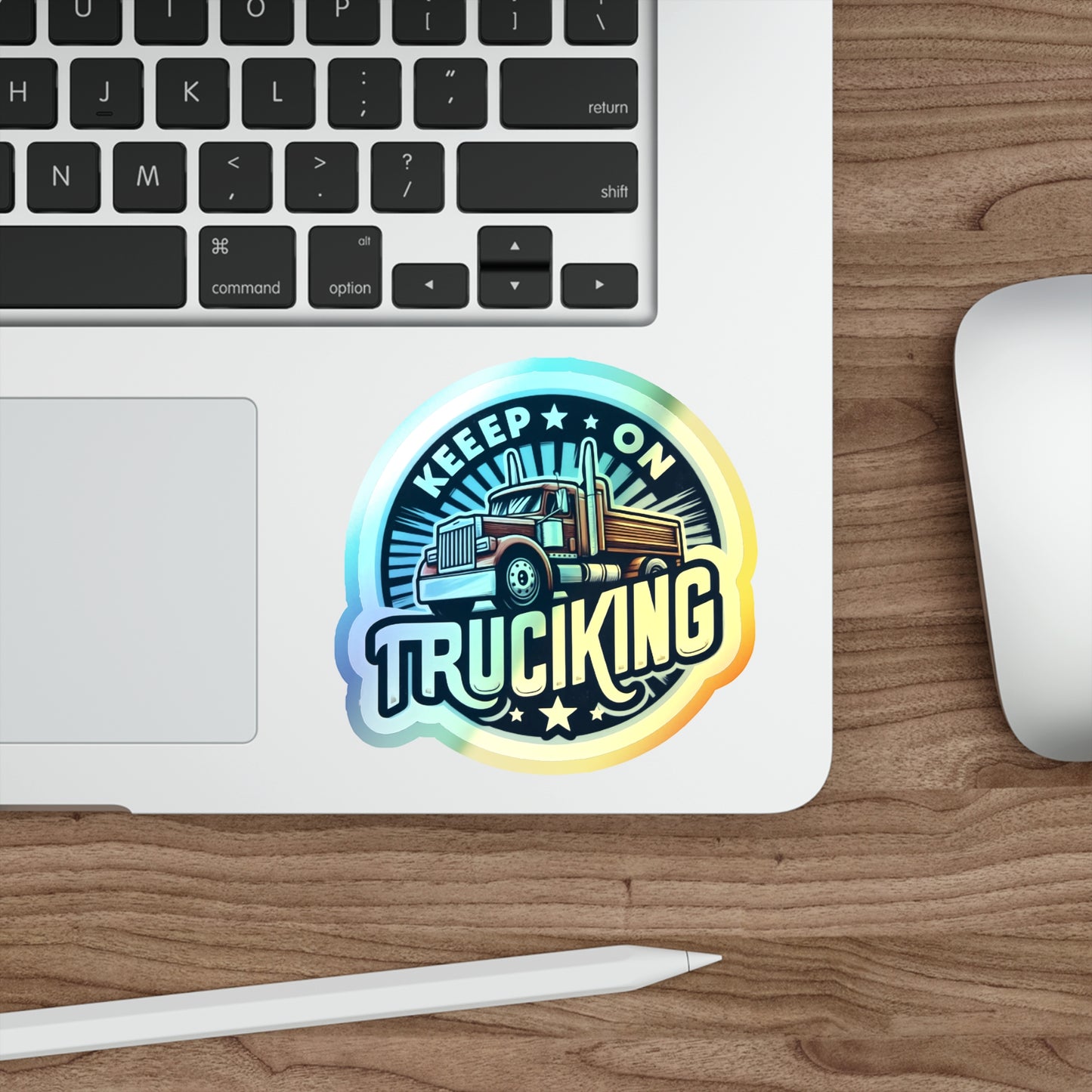 Keep on Trucking Holographic Die-cut Stickers Truckers Drivers Bumper Stickers for Car Fans