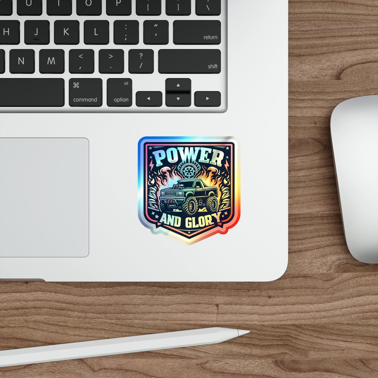 Power and Glory Holographic Die-cut Stickers for Enthusiastic Pickup Truck fans