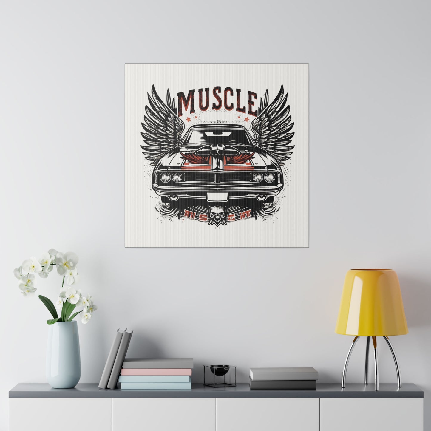 Muscle Car with Wings, Matte Canvas, Stretched, gift for Gearhead