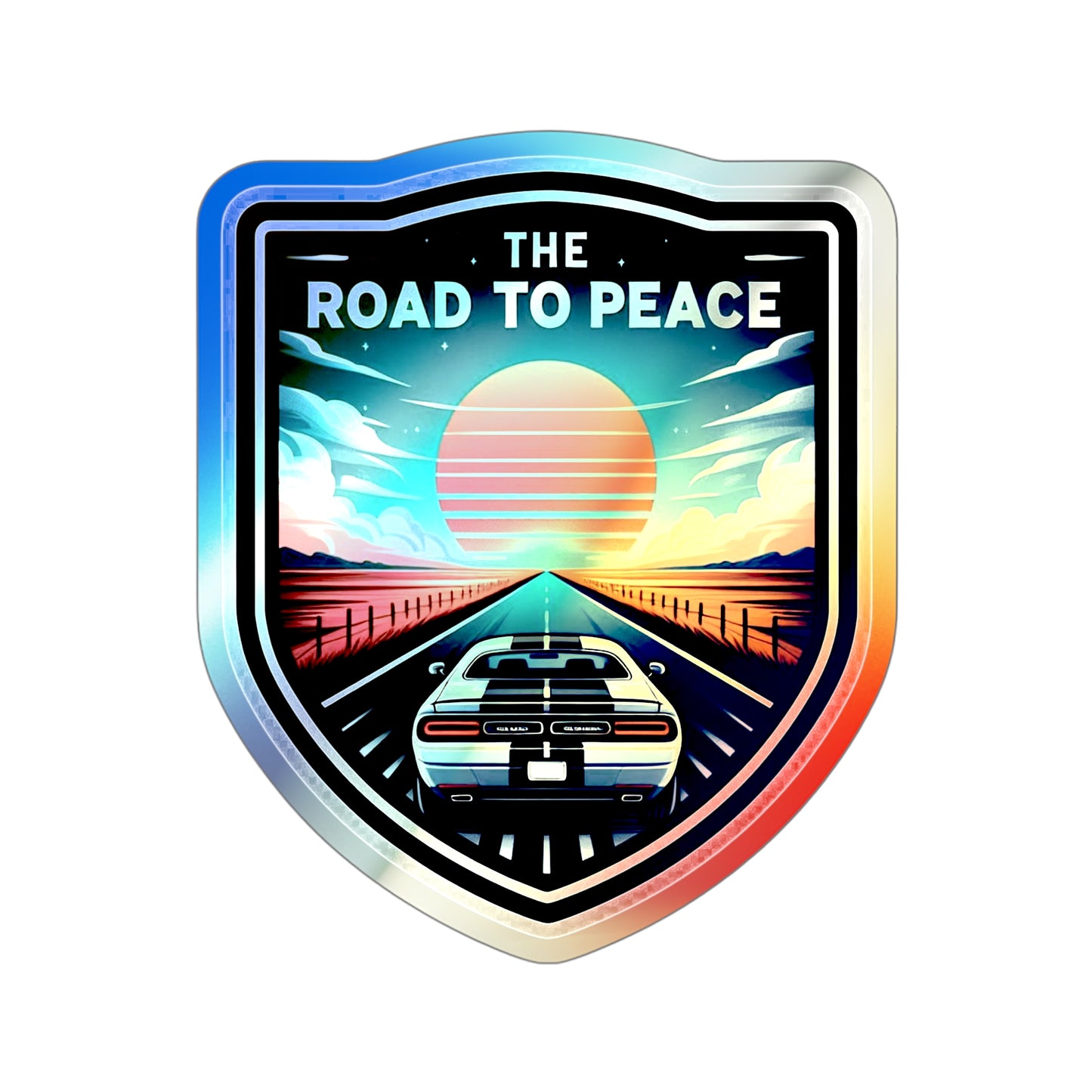 The Road to Peace Holographic Die-cut Stickers for Travelers Peace of Mind